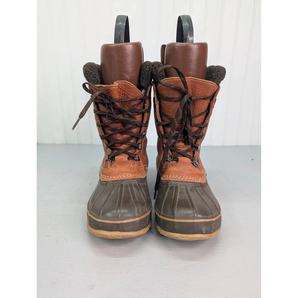 LL Bean Men's Snow Waterproof Leather‎ Duck Boots Winter Brown Size 8 M 299620